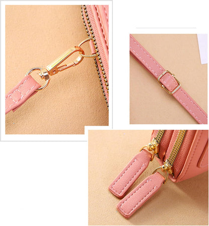 Touch Screen Phone Crossbody Bag, Anti Theft Leather Phone Purse, Adjustable Shoulder Straps Waterproof PU Wallet