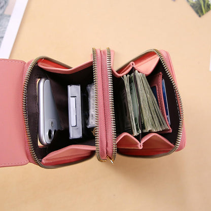 Touch Screen Phone Crossbody Bag, Anti Theft Leather Phone Purse, Adjustable Shoulder Straps Waterproof PU Wallet