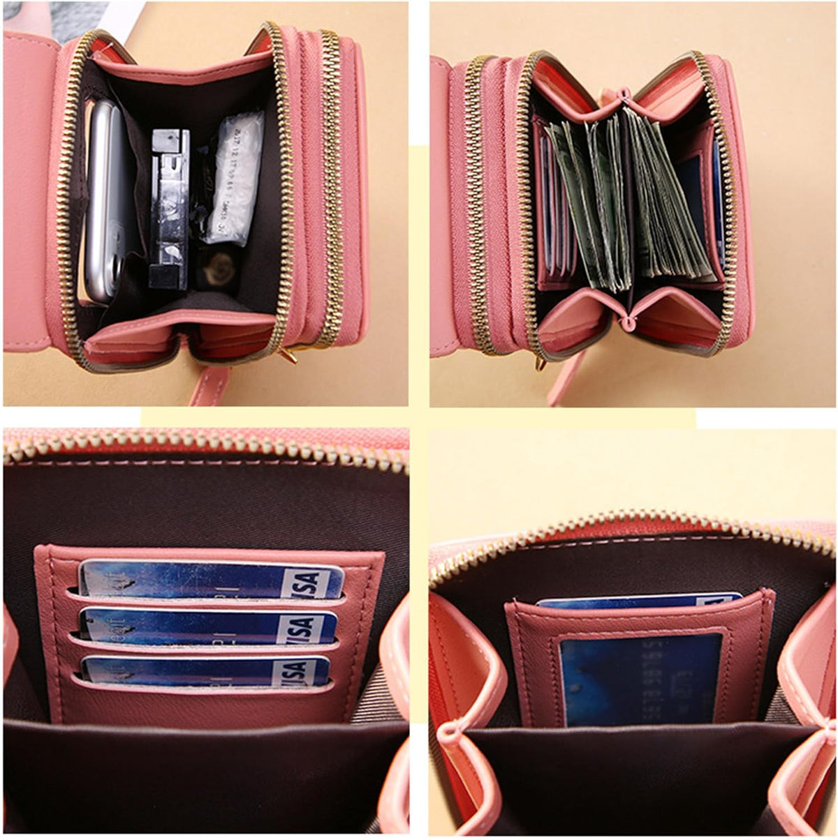 Touch Screen Phone Crossbody Bag, Anti Theft Leather Phone Purse, Adjustable Shoulder Straps Waterproof PU Wallet