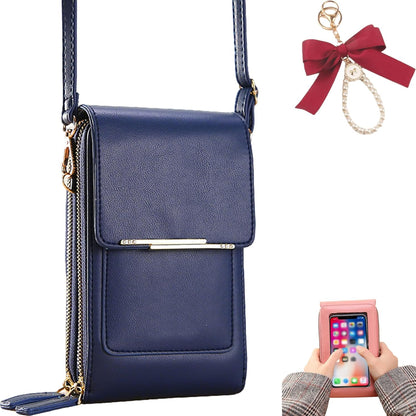 Touch Screen Phone Crossbody Bag, Anti Theft Leather Phone Purse, Adjustable Shoulder Straps Waterproof PU Wallet