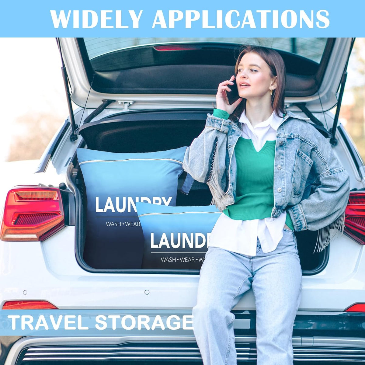 2 Pcs Large Travel Laundry Bag Waterproof Wet Dry Bag Washable Dirty Clothes Bag Bathing Suit Workout Bag for Gym Clothes Laundry Wet Clothes Swimming Yoga