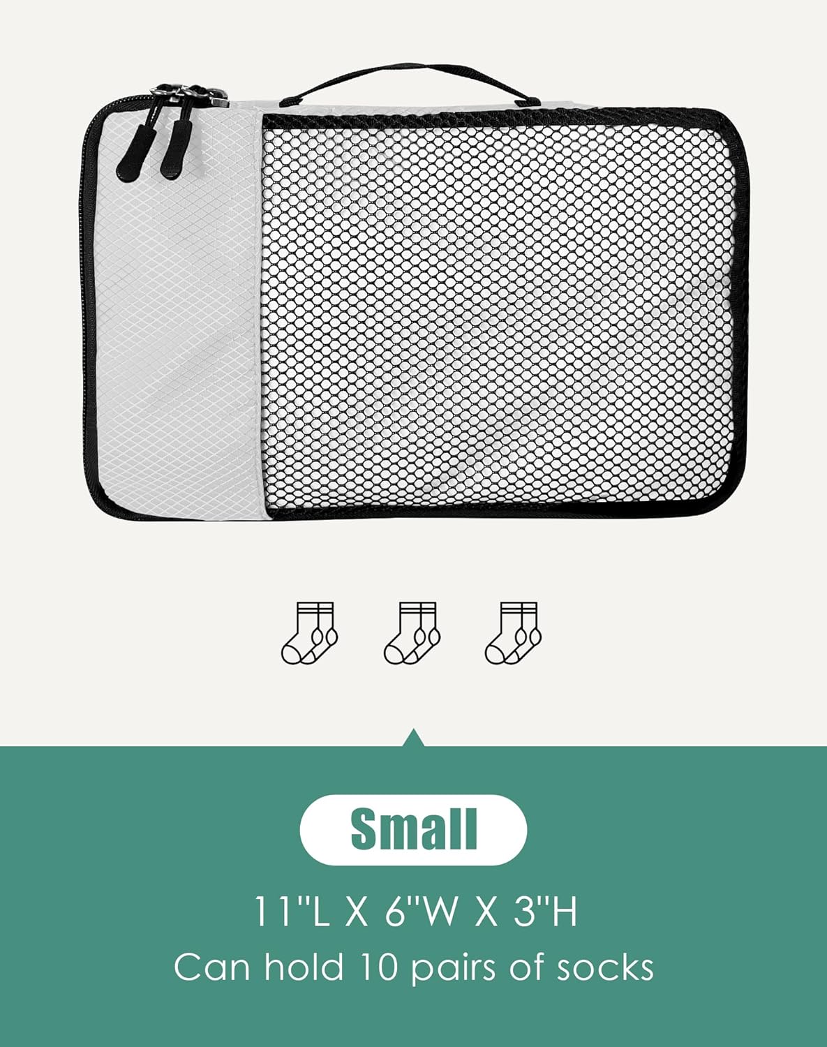 4-Piece Packing Cubes Travel Accessories Set for Suitcases - Luggage Organizer Bags with Double Zipper - Mesh Top - Small/Medium/Large/Slim - Grey