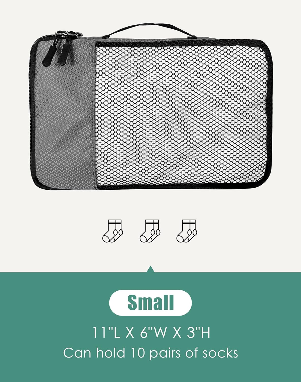 4-Piece Packing Cubes Travel Accessories Set for Suitcases - Luggage Organizer Bags with Double Zipper - Mesh Top - Small/Medium/Large/Slim - Grey