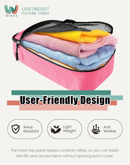 4-Piece Packing Cubes Travel Accessories Set for Suitcases - Luggage Organizer Bags with Double Zipper - Mesh Top - Small/Medium/Large/Slim - Grey