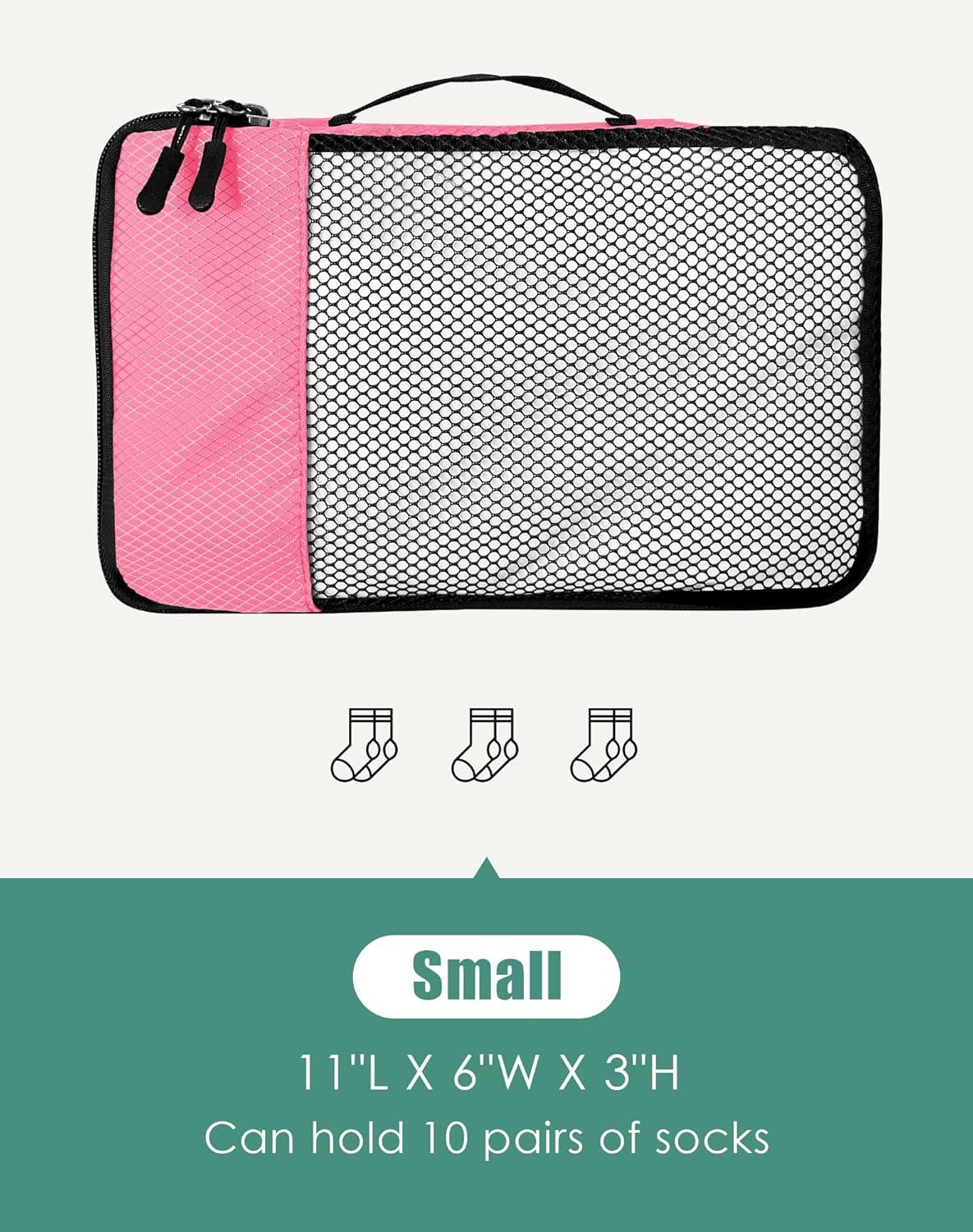 4-Piece Packing Cubes Travel Accessories Set for Suitcases - Luggage Organizer Bags with Double Zipper - Mesh Top - Small/Medium/Large/Slim - Grey