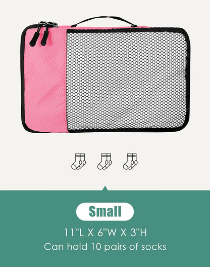 4-Piece Packing Cubes Travel Accessories Set for Suitcases - Luggage Organizer Bags with Double Zipper - Mesh Top - Small/Medium/Large/Slim - Grey