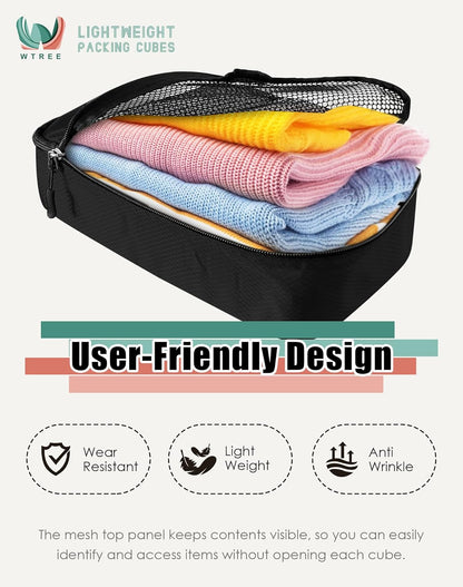 4-Piece Packing Cubes Travel Accessories Set for Suitcases - Luggage Organizer Bags with Double Zipper - Mesh Top - Small/Medium/Large/Slim - Grey