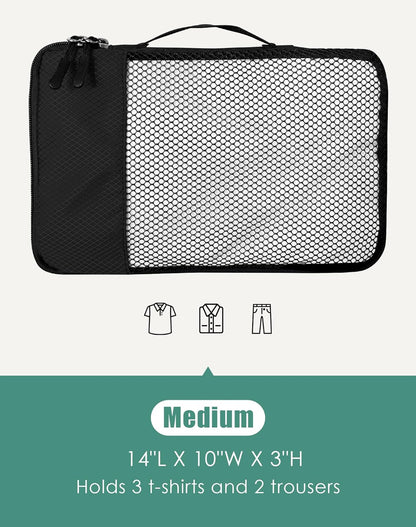 4-Piece Packing Cubes Travel Accessories Set for Suitcases - Luggage Organizer Bags with Double Zipper - Mesh Top - Small/Medium/Large/Slim - Grey