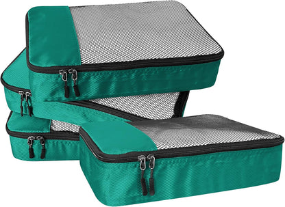4-Piece Packing Cubes Travel Accessories Set for Suitcases - Luggage Organizer Bags with Double Zipper - Mesh Top - Small/Medium/Large/Slim - Grey