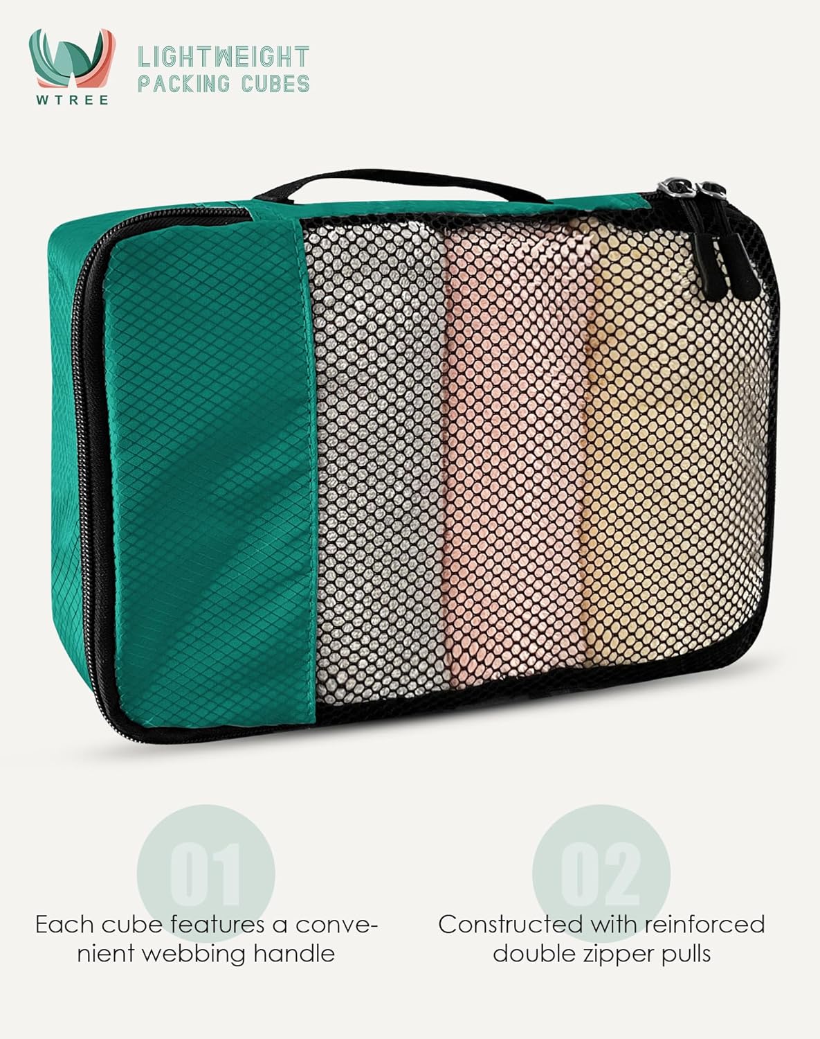 4-Piece Packing Cubes Travel Accessories Set for Suitcases - Luggage Organizer Bags with Double Zipper - Mesh Top - Small/Medium/Large/Slim - Grey