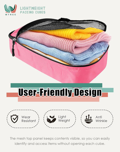 4-Piece Packing Cubes Travel Accessories Set for Suitcases - Luggage Organizer Bags with Double Zipper - Mesh Top - Small/Medium/Large/Slim - Grey
