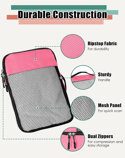 4-Piece Packing Cubes Travel Accessories Set for Suitcases - Luggage Organizer Bags with Double Zipper - Mesh Top - Small/Medium/Large/Slim - Grey