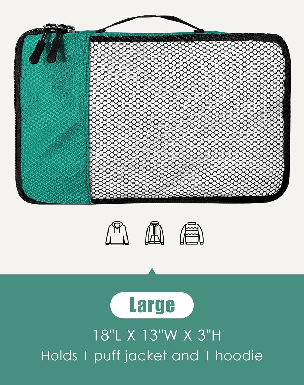 4-Piece Packing Cubes Travel Accessories Set for Suitcases - Luggage Organizer Bags with Double Zipper - Mesh Top - Small/Medium/Large/Slim - Grey
