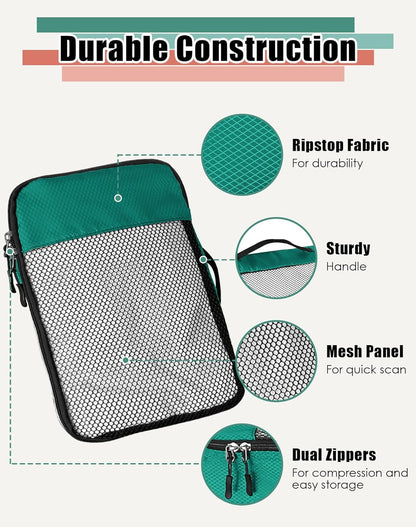 4-Piece Packing Cubes Travel Accessories Set for Suitcases - Luggage Organizer Bags with Double Zipper - Mesh Top - Small/Medium/Large/Slim - Grey