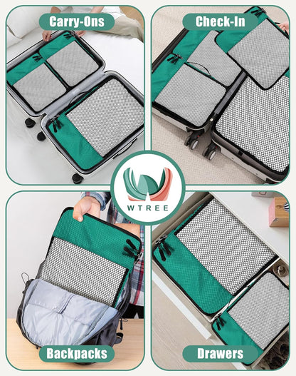 4-Piece Packing Cubes Travel Accessories Set for Suitcases - Luggage Organizer Bags with Double Zipper - Mesh Top - Small/Medium/Large/Slim - Grey
