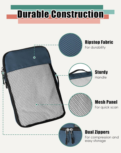 4-Piece Packing Cubes Travel Accessories Set for Suitcases - Luggage Organizer Bags with Double Zipper - Mesh Top - Small/Medium/Large/Slim - Grey