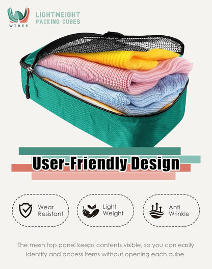4-Piece Packing Cubes Travel Accessories Set for Suitcases - Luggage Organizer Bags with Double Zipper - Mesh Top - Small/Medium/Large/Slim - Grey
