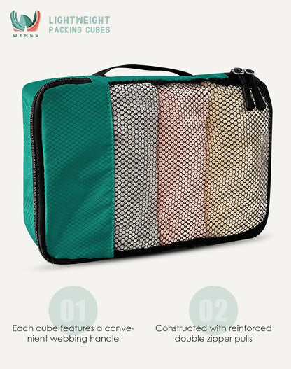 4-Piece Packing Cubes Travel Accessories Set for Suitcases - Luggage Organizer Bags with Double Zipper - Mesh Top - Small/Medium/Large/Slim - Grey