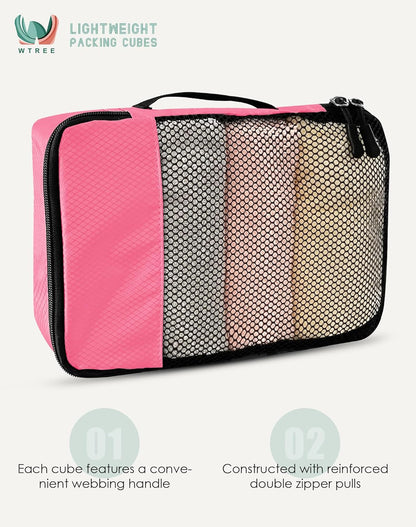 4-Piece Packing Cubes Travel Accessories Set for Suitcases - Luggage Organizer Bags with Double Zipper - Mesh Top - Small/Medium/Large/Slim - Grey