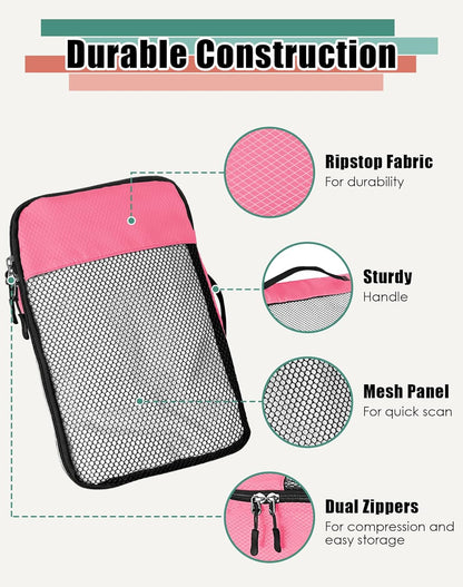 4-Piece Packing Cubes Travel Accessories Set for Suitcases - Luggage Organizer Bags with Double Zipper - Mesh Top - Small/Medium/Large/Slim - Grey