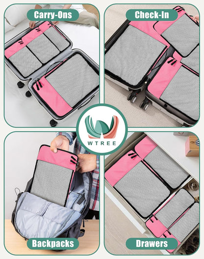 4-Piece Packing Cubes Travel Accessories Set for Suitcases - Luggage Organizer Bags with Double Zipper - Mesh Top - Small/Medium/Large/Slim - Grey