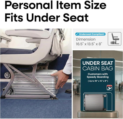 16 Inch Aluminum Frame Underseat Carry On Luggage Airline Approved with Wheels, Personal Item Zipperless Hard Shell Lightweight Small Suitcases with TSA Lock for Business Travel,Silver