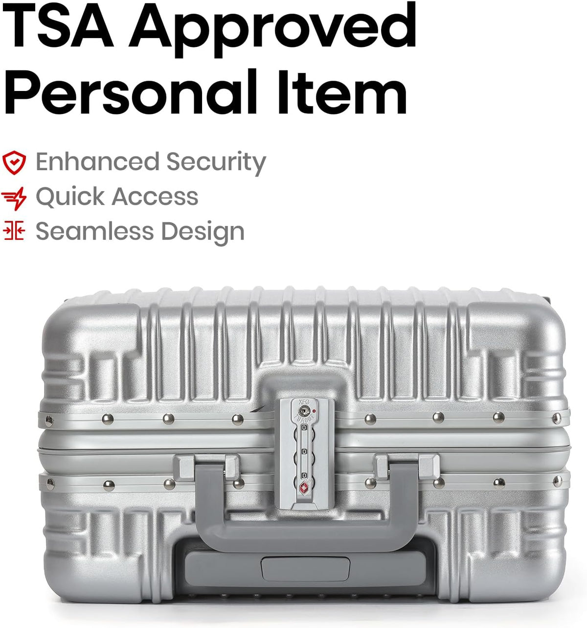 16 Inch Aluminum Frame Underseat Carry On Luggage Airline Approved with Wheels, Personal Item Zipperless Hard Shell Lightweight Small Suitcases with TSA Lock for Business Travel,Silver