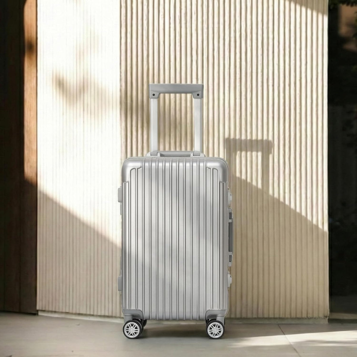16 Inch Aluminum Frame Underseat Carry On Luggage Airline Approved with Wheels, Personal Item Zipperless Hard Shell Lightweight Small Suitcases with TSA Lock for Business Travel,Silver