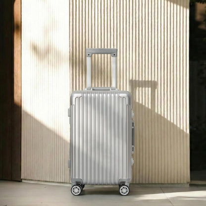 16 Inch Aluminum Frame Underseat Carry On Luggage Airline Approved with Wheels, Personal Item Zipperless Hard Shell Lightweight Small Suitcases with TSA Lock for Business Travel,Silver