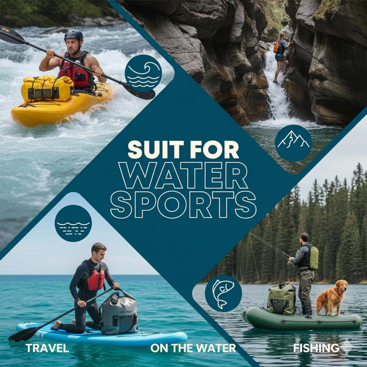 Waterproof Duffel Bag - Heavy Duty Motorcycle Dry Bag with Large Storage Space Perfect for Traveling, Camping, Kayaking, Fishing & Canoeing Bag 50L/70L/90L/120L Sizes