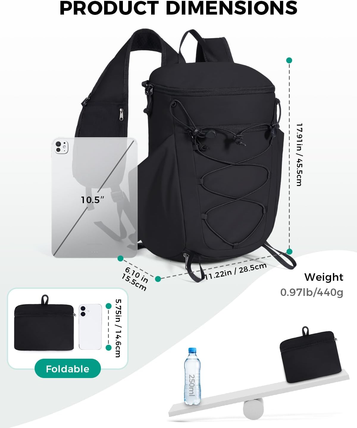 Lightweight Hiking Backpack, 20L Packable Water Resistant Daypack with Phone Pocket & RFID Blocking for Travel, Camping, Outdoor Pack for Men Women