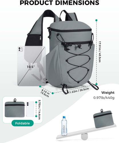 Lightweight Hiking Backpack, 20L Packable Water Resistant Daypack with Phone Pocket & RFID Blocking for Travel, Camping, Outdoor Pack for Men Women