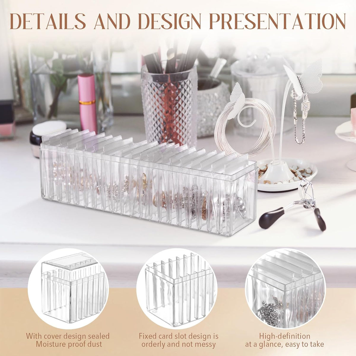 21 Pcs Acrylic Jewelry Case Organizer, Clear Jewelry Organizers Holder with Portable Anti Tarnish Storage Bags for Rings, Earrings, Necklaces, Ideal Gifts for Women (Clear)