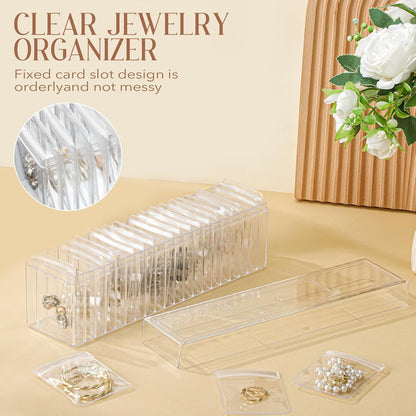 21 Pcs Acrylic Jewelry Case Organizer, Clear Jewelry Organizers Holder with Portable Anti Tarnish Storage Bags for Rings, Earrings, Necklaces, Ideal Gifts for Women (Clear)