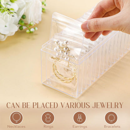 21 Pcs Acrylic Jewelry Case Organizer, Clear Jewelry Organizers Holder with Portable Anti Tarnish Storage Bags for Rings, Earrings, Necklaces, Ideal Gifts for Women (Clear)
