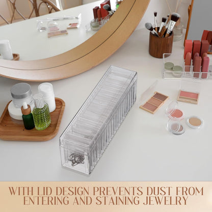 21 Pcs Acrylic Jewelry Case Organizer, Clear Jewelry Organizers Holder with Portable Anti Tarnish Storage Bags for Rings, Earrings, Necklaces, Ideal Gifts for Women (Clear)