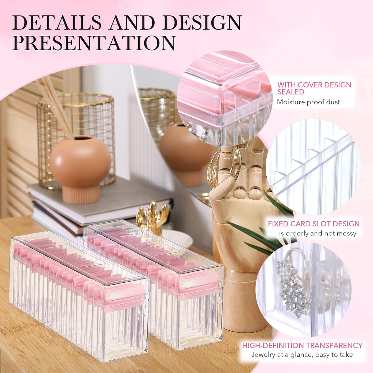 21 Pcs Acrylic Jewelry Case Organizer, Clear Jewelry Organizers Holder with Portable Anti Tarnish Storage Bags for Rings, Earrings, Necklaces, Ideal Gifts for Women (Clear)