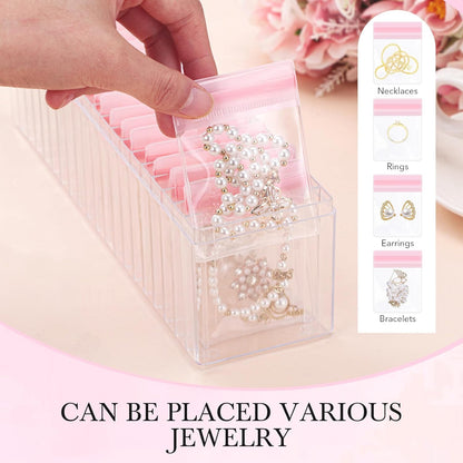 21 Pcs Acrylic Jewelry Case Organizer, Clear Jewelry Organizers Holder with Portable Anti Tarnish Storage Bags for Rings, Earrings, Necklaces, Ideal Gifts for Women (Clear)