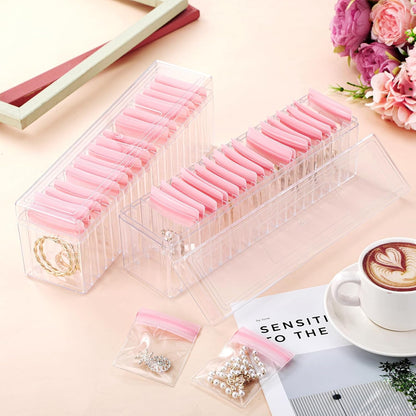 21 Pcs Acrylic Jewelry Case Organizer, Clear Jewelry Organizers Holder with Portable Anti Tarnish Storage Bags for Rings, Earrings, Necklaces, Ideal Gifts for Women (Clear)
