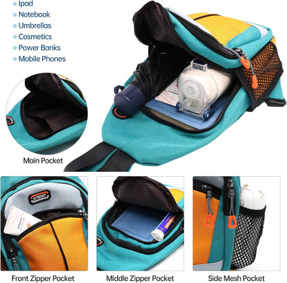 Sling Bag - Women's Crossbody Shoulder Backpack for Men, Travel, Hiking, Sport, Casual Daypack (Beige, Blue, Red)