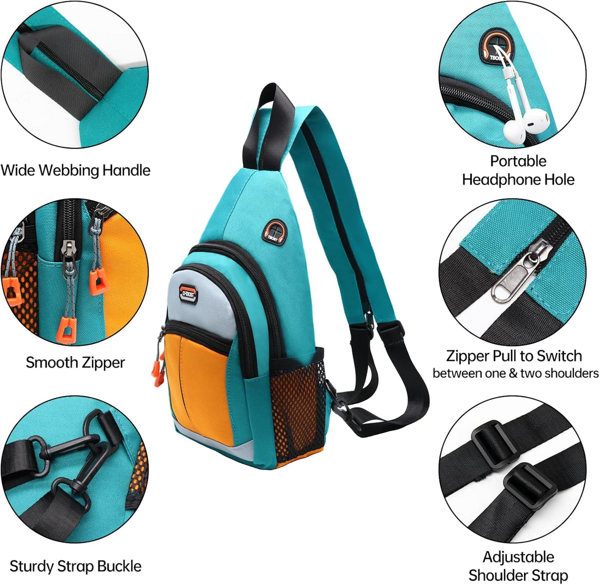 Sling Bag - Women's Crossbody Shoulder Backpack for Men, Travel, Hiking, Sport, Casual Daypack (Beige, Blue, Red)