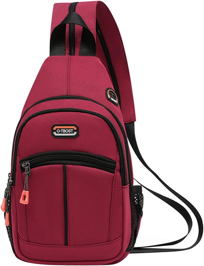 Sling Bag - Women's Crossbody Shoulder Backpack for Men, Travel, Hiking, Sport, Casual Daypack (Beige, Blue, Red)