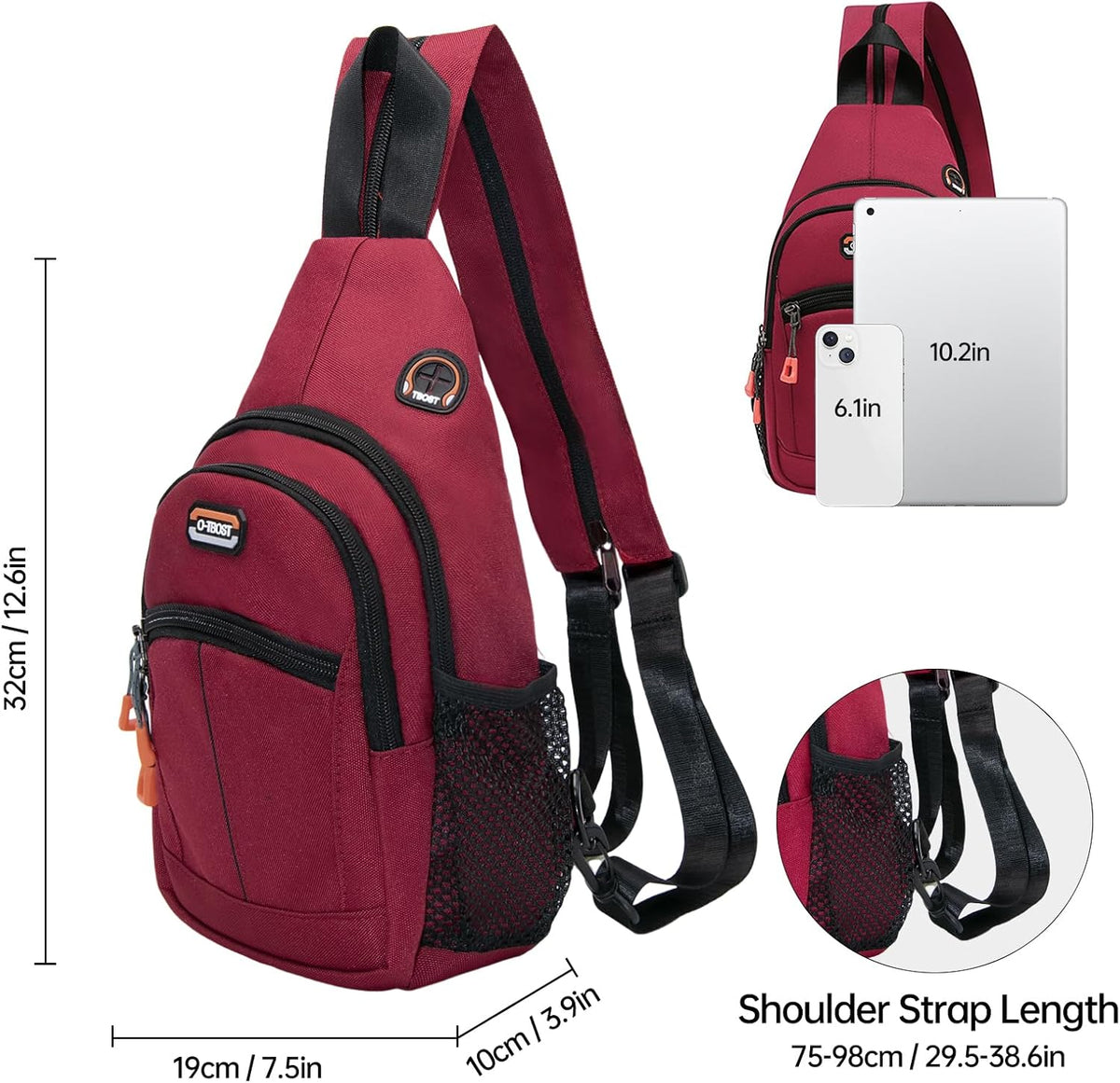 Sling Bag - Women's Crossbody Shoulder Backpack for Men, Travel, Hiking, Sport, Casual Daypack (Beige, Blue, Red)