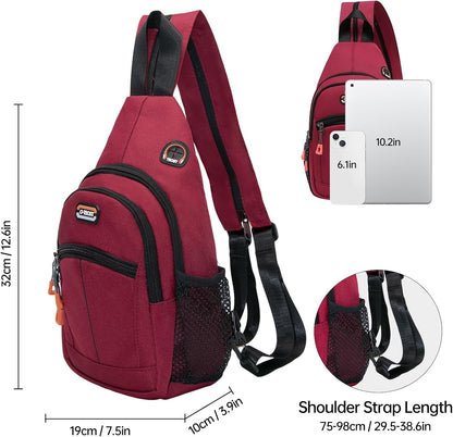 Sling Bag - Women's Crossbody Shoulder Backpack for Men, Travel, Hiking, Sport, Casual Daypack (Beige, Blue, Red)