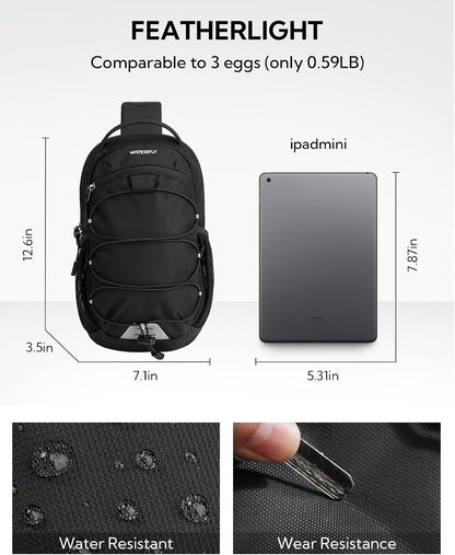 RFID Anti Theft Sling Bag: Small Crossbody Travel Hiking Daypacks | RFID pocket,Multi-compartment pocket,Water-resistant,Adjustable shoulder strap with card pocket,Lightweight nylon