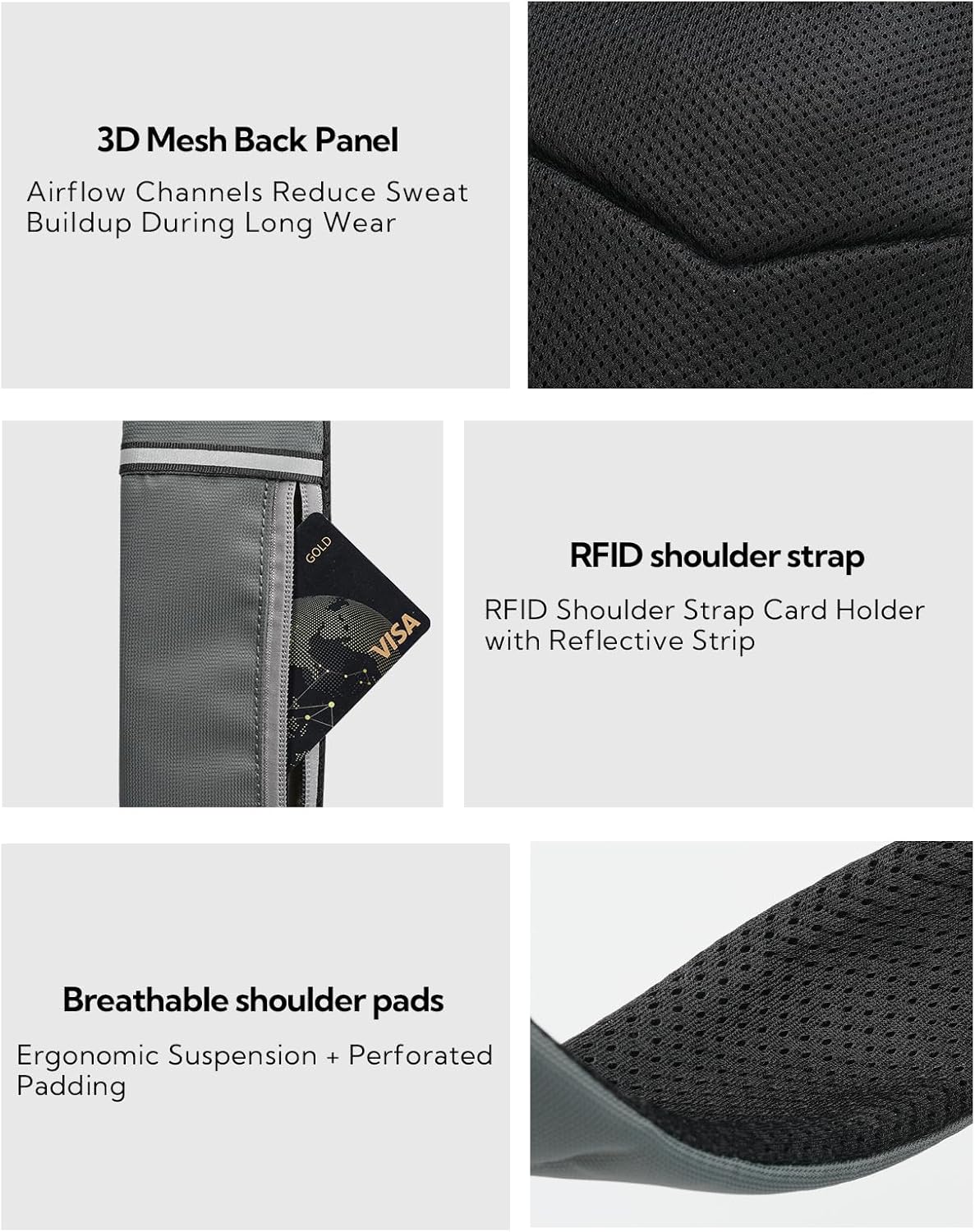 RFID Anti Theft Sling Bag: Small Crossbody Travel Hiking Daypacks | RFID pocket,Multi-compartment pocket,Water-resistant,Adjustable shoulder strap with card pocket,Lightweight nylon