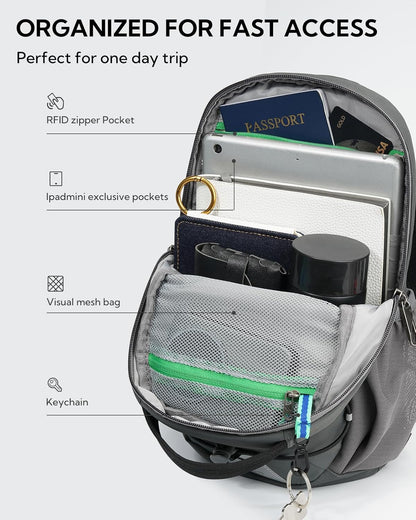 RFID Anti Theft Sling Bag: Small Crossbody Travel Hiking Daypacks | RFID pocket,Multi-compartment pocket,Water-resistant,Adjustable shoulder strap with card pocket,Lightweight nylon