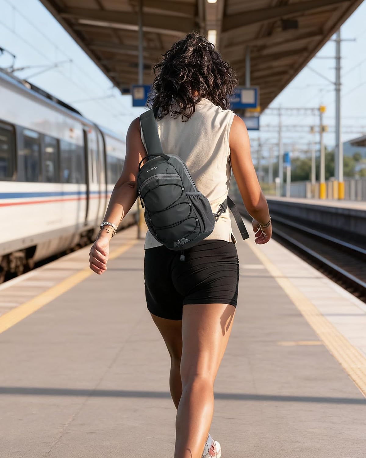 RFID Anti Theft Sling Bag: Small Crossbody Travel Hiking Daypacks | RFID pocket,Multi-compartment pocket,Water-resistant,Adjustable shoulder strap with card pocket,Lightweight nylon