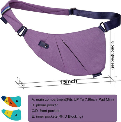 Sling Crossbody Bags Trendy Travel Anti Theft Safe Purse Bags for Women Men Waterproof