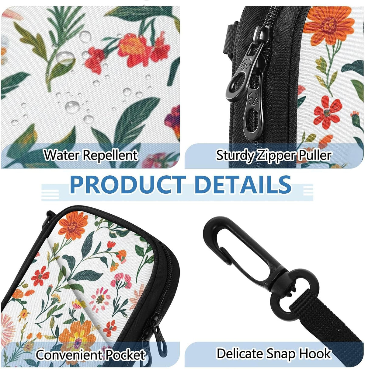 Travel Document Organizer 21×14×3 CM | Scratch Resistant Polyester Multi Pockets Multi-Way Carry for Men Women Vacation Golden Wattle Print